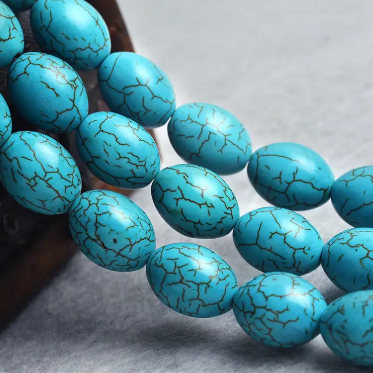 Blue Turquoise Oval Beads for Jewelry Making