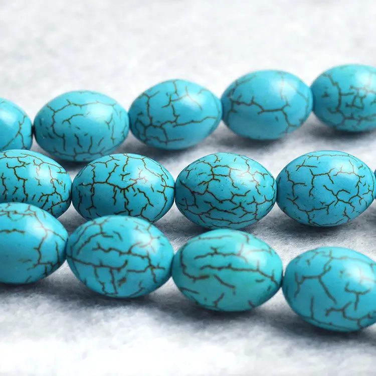 Blue Turquoise Oval Beads for Jewelry Making
