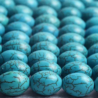 Blue Turquoise Oval Beads for Jewelry Making
