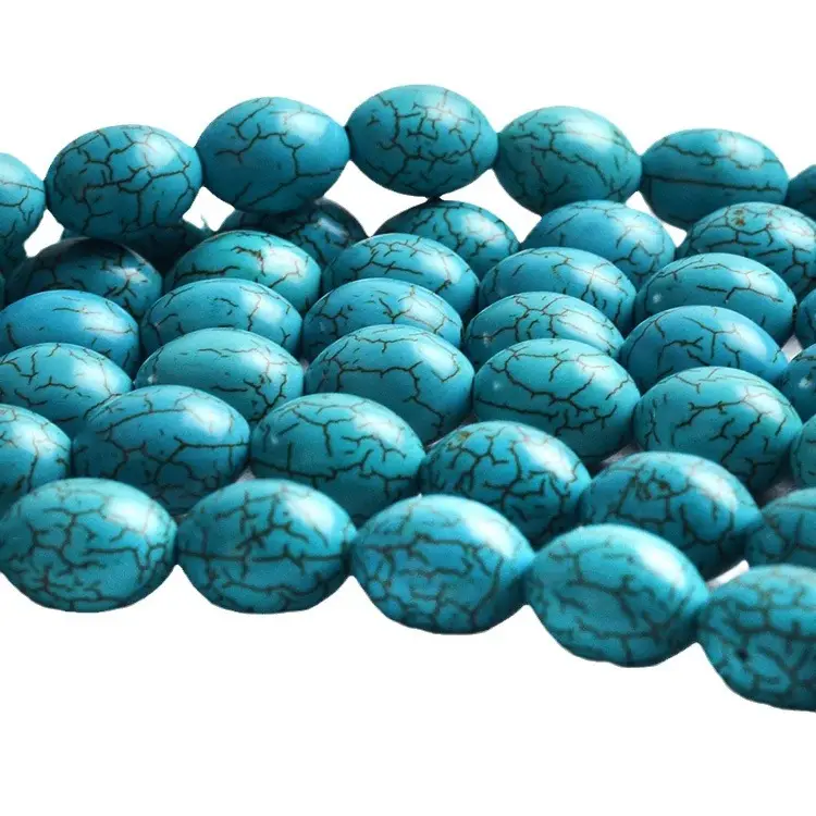 Blue Turquoise Oval Beads for Jewelry Making