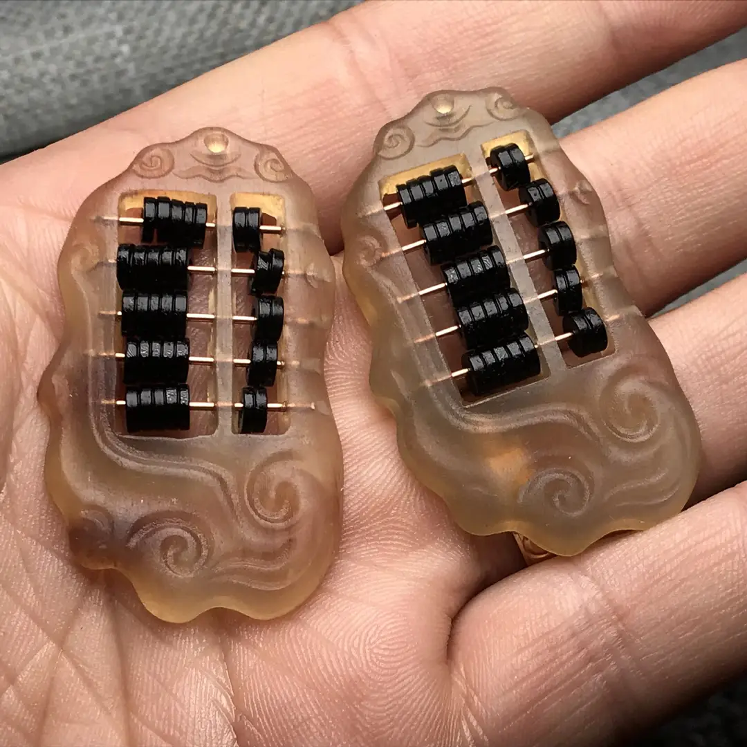 Natural Horn Abacus Pendant with Wooden Beads