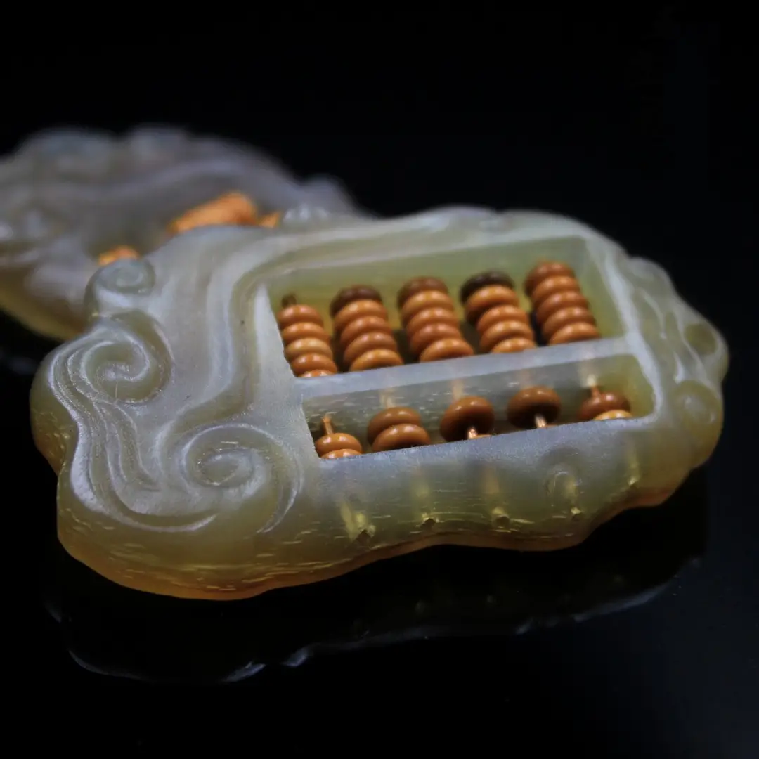 Natural Horn Abacus Pendant with Mahogany Beads