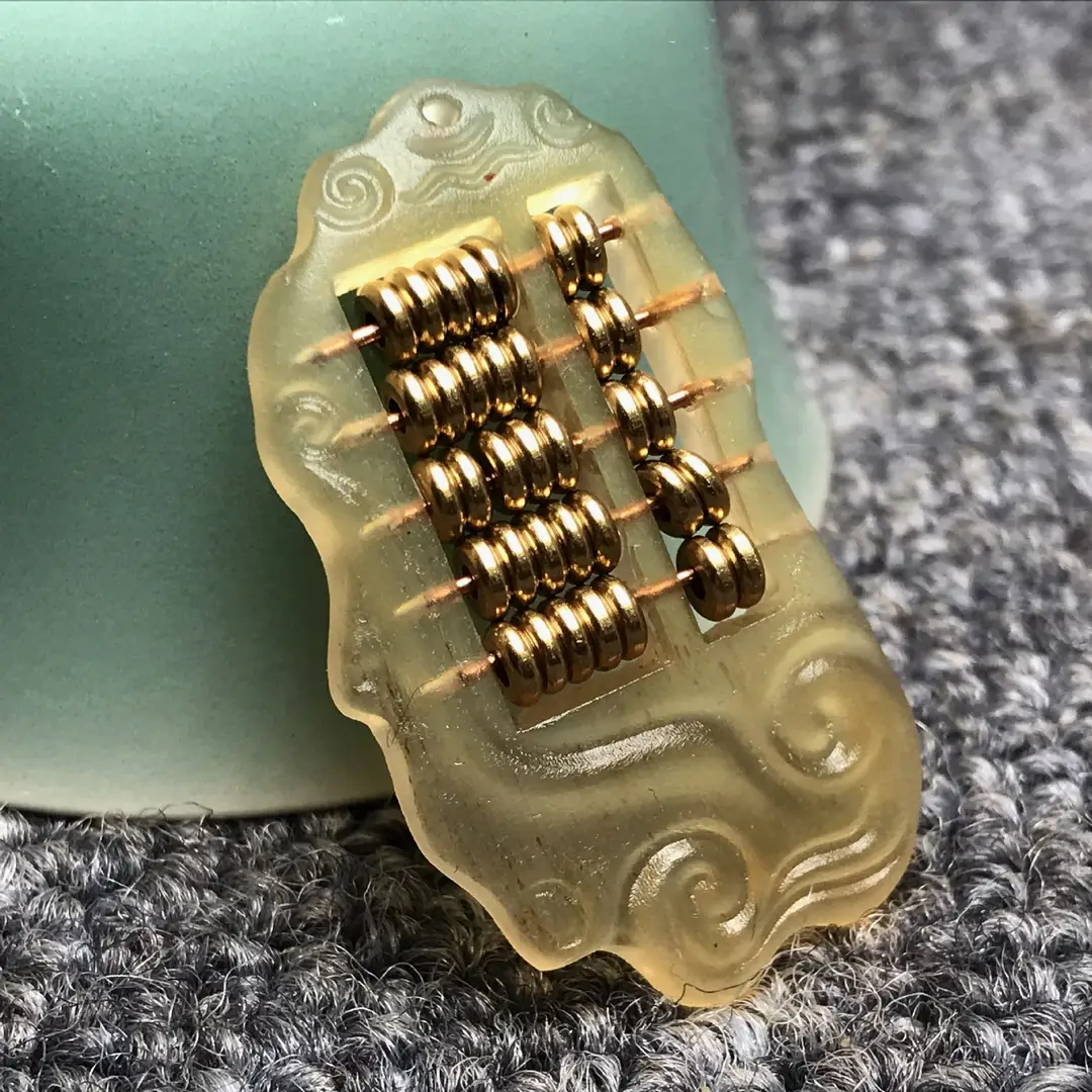 Natural Horn Abacus Pendant with Mahogany Beads