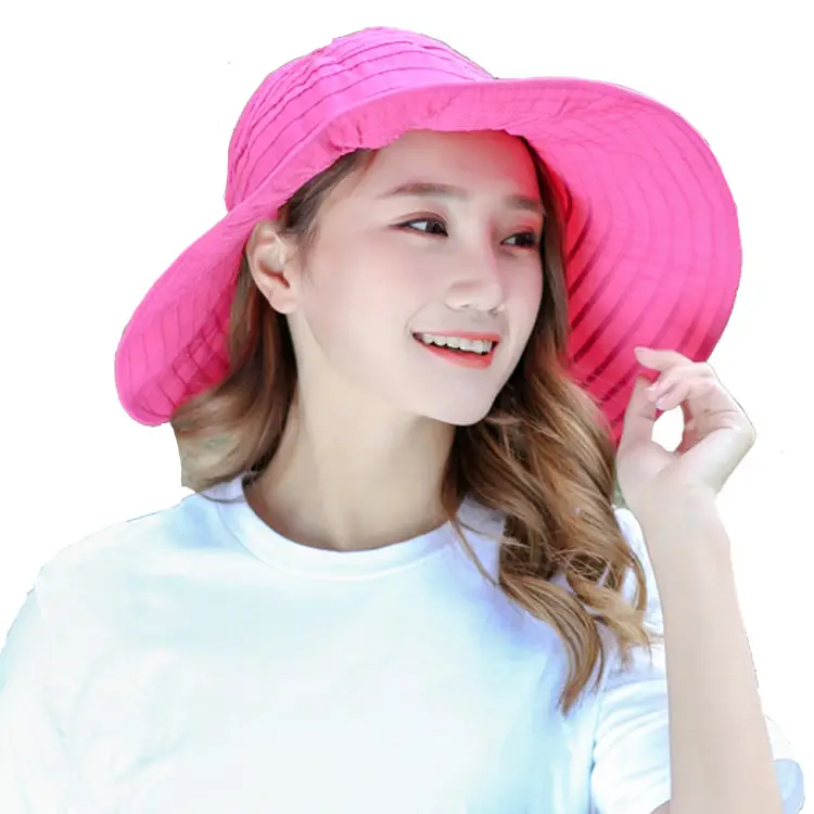 Women Sun Hat Wide Brim Purple Foldable Travel