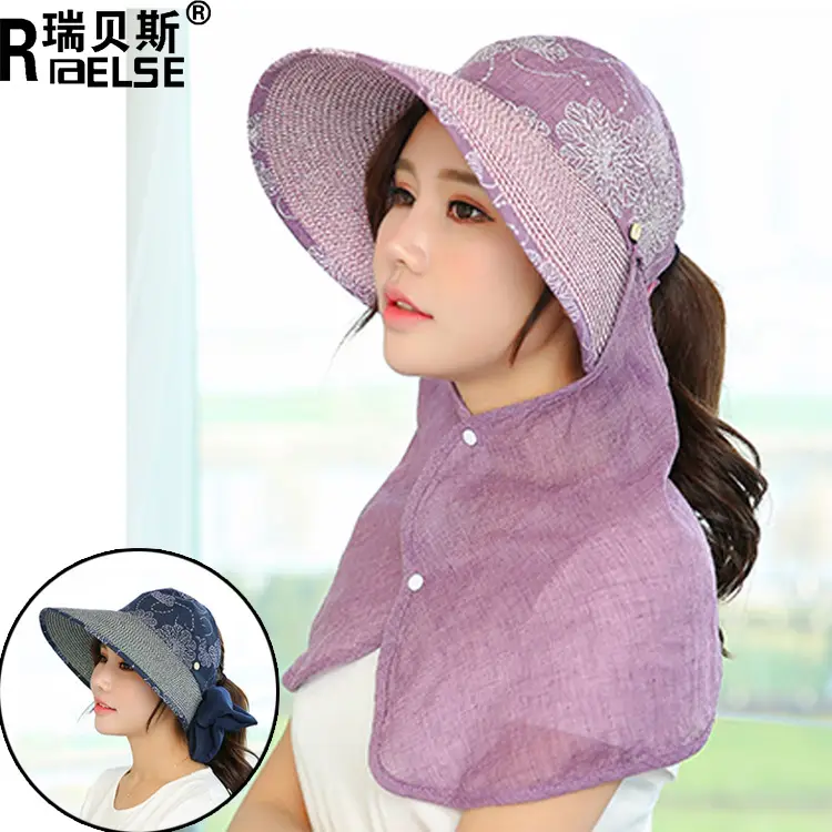 Blue Sun Hat with Wide Brim & Face Cover for Pakistani Summers