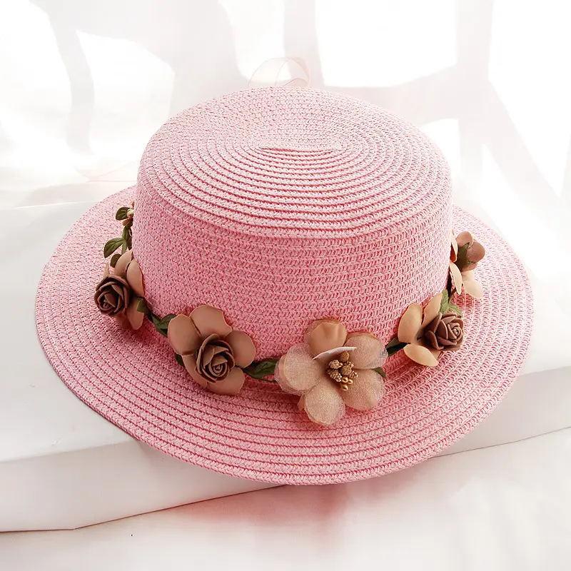Straw Sun Hats with Floral Embellishments for Summer