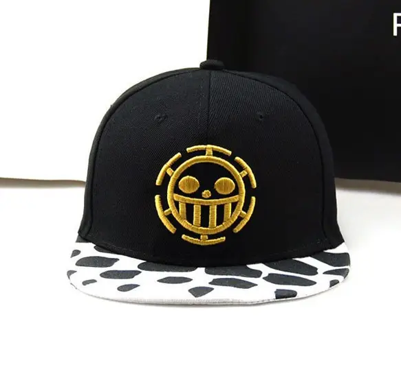 Black Anime Trafalgar Law Cap with Gold Embroidery