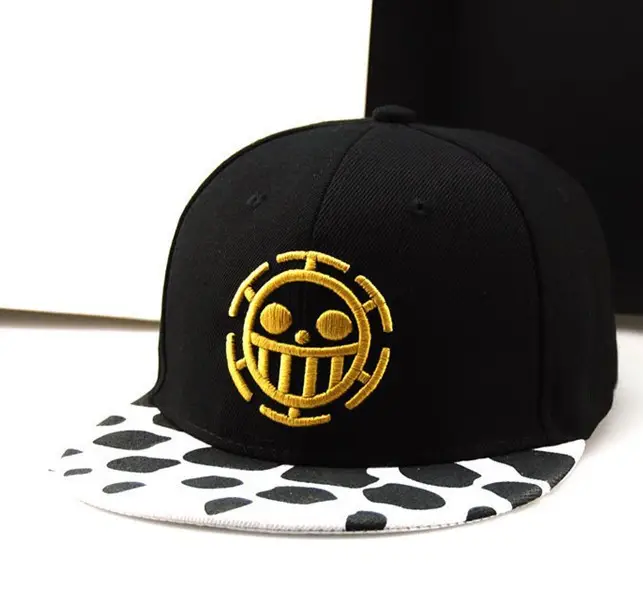 Black Anime Trafalgar Law Cap with Gold Embroidery