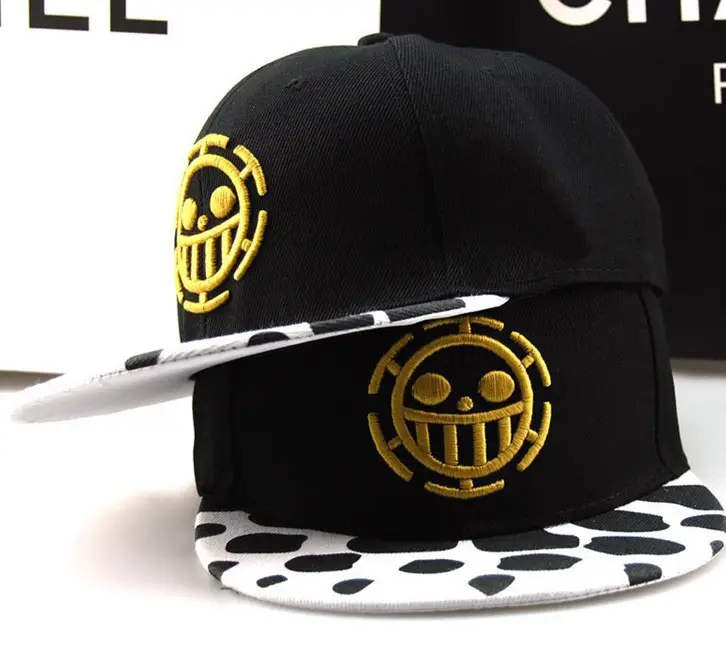 Black Anime Trafalgar Law Cap with Gold Embroidery