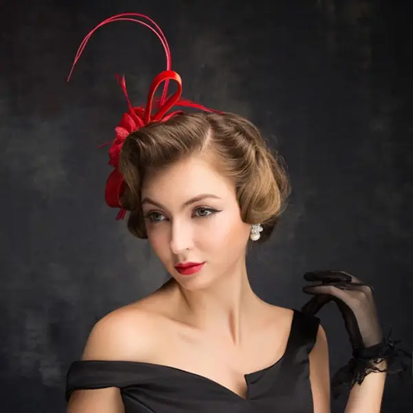 Red Feathered Top Hat for Weddings Parties Pakistan