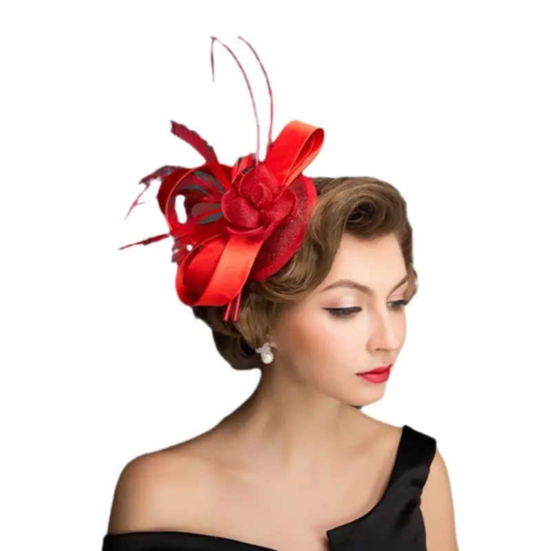 Red Feathered Top Hat for Weddings Parties Pakistan
