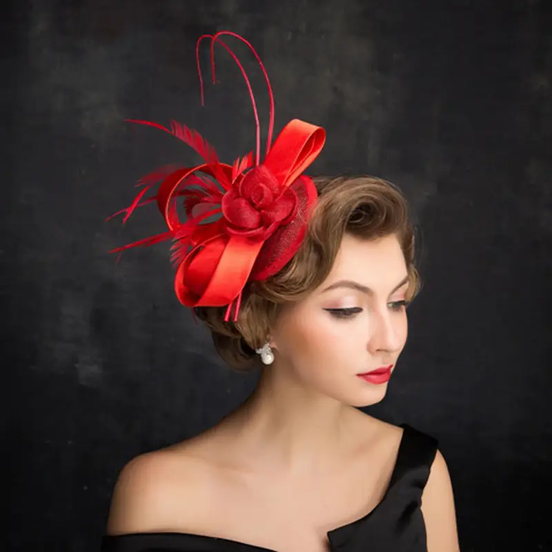 Red Feathered Top Hat for Weddings Parties Pakistan