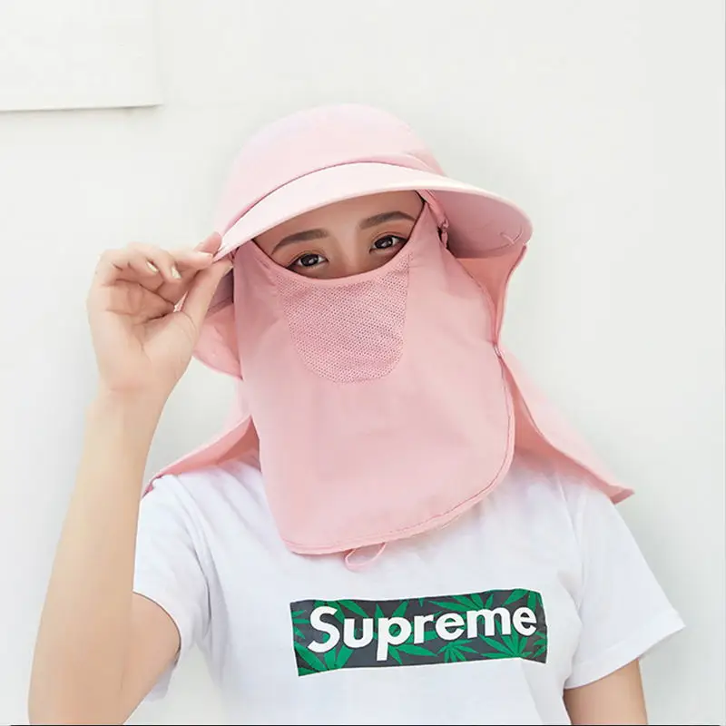 UPF50+ Sun Hat with Detachable Mask for Women