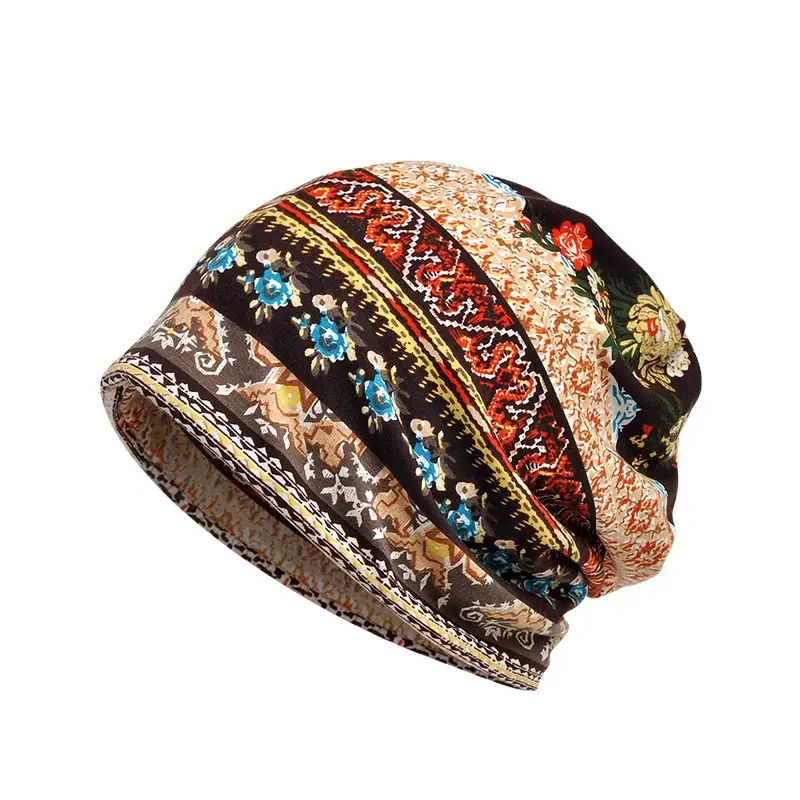 Dual Use Floral Geometric Hat Scarf for Men Women