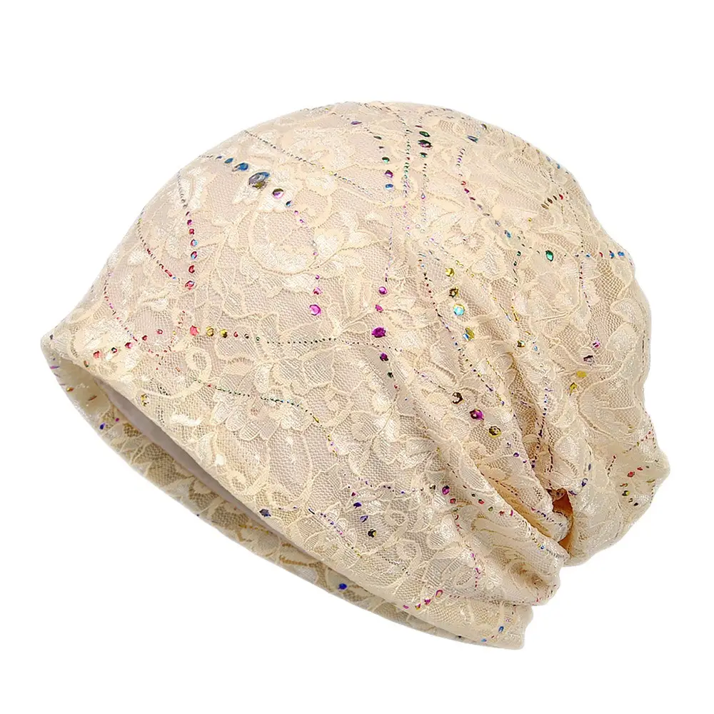 Black Sequin Embellished Beanie for Women