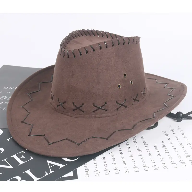 Brown Western Sun Hat with Wide Brim for Men Women