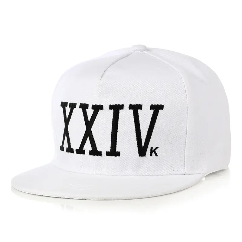 Men Flat Brim Baseball Caps White Black XXIV Embroidered