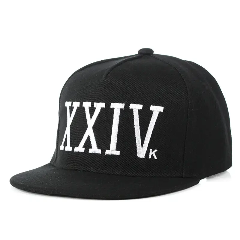 Men Flat Brim Baseball Caps White Black XXIV Embroidered