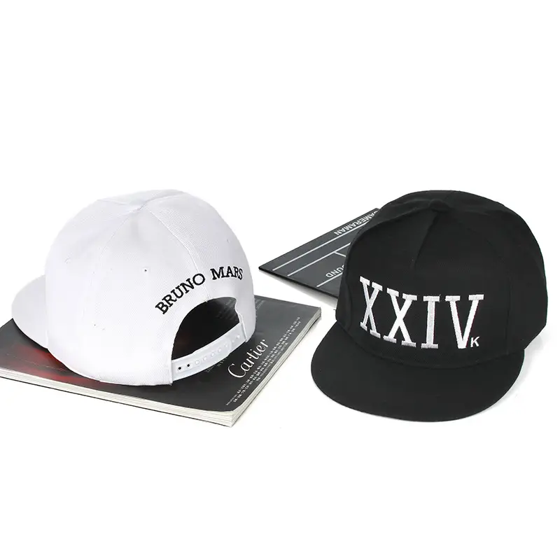Men Flat Brim Baseball Caps White Black XXIV Embroidered