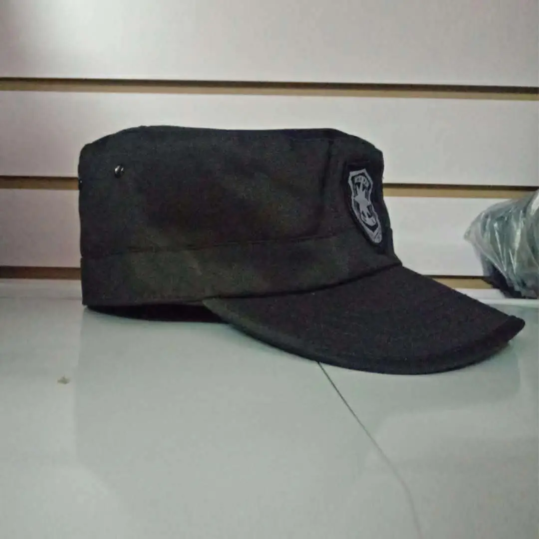 Black Security Cap with Embroidered Badge for Daily Use