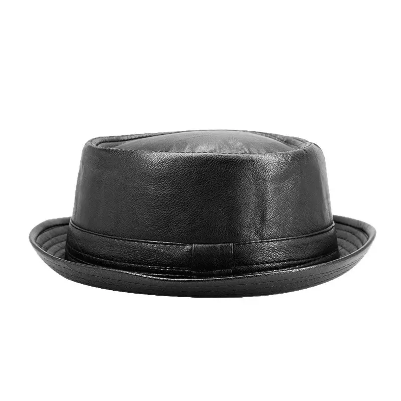 Black Croc PU Leather Hat for Men Women