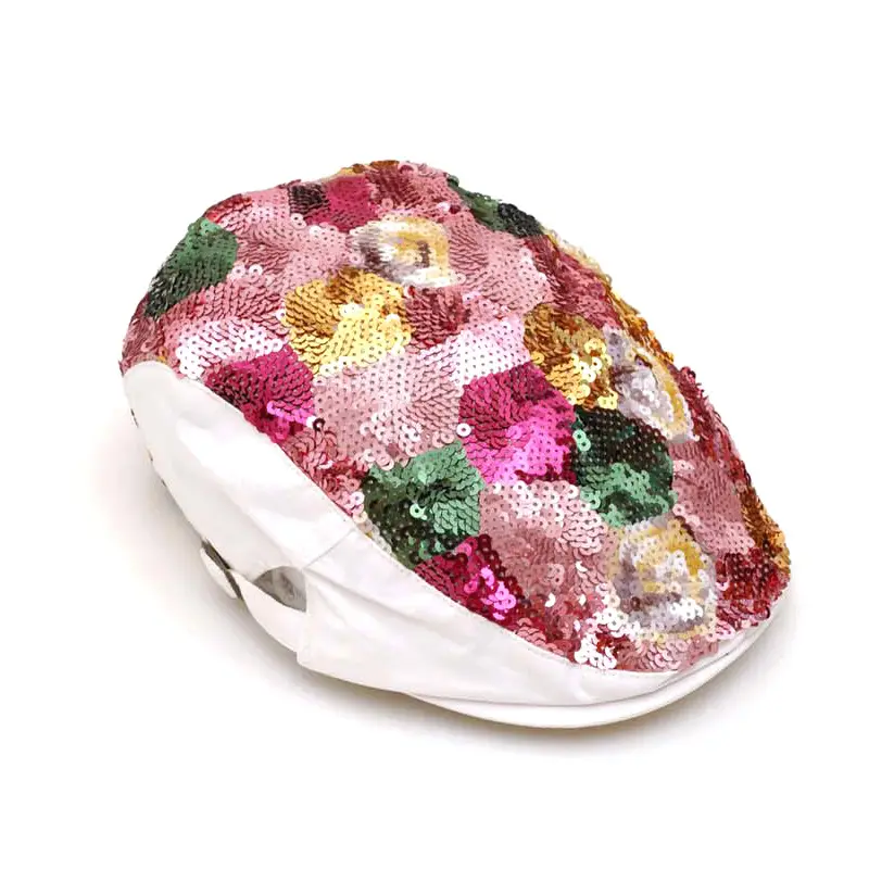 Floral Sequin Cap Adjustable Strap for Women Spring Autumn