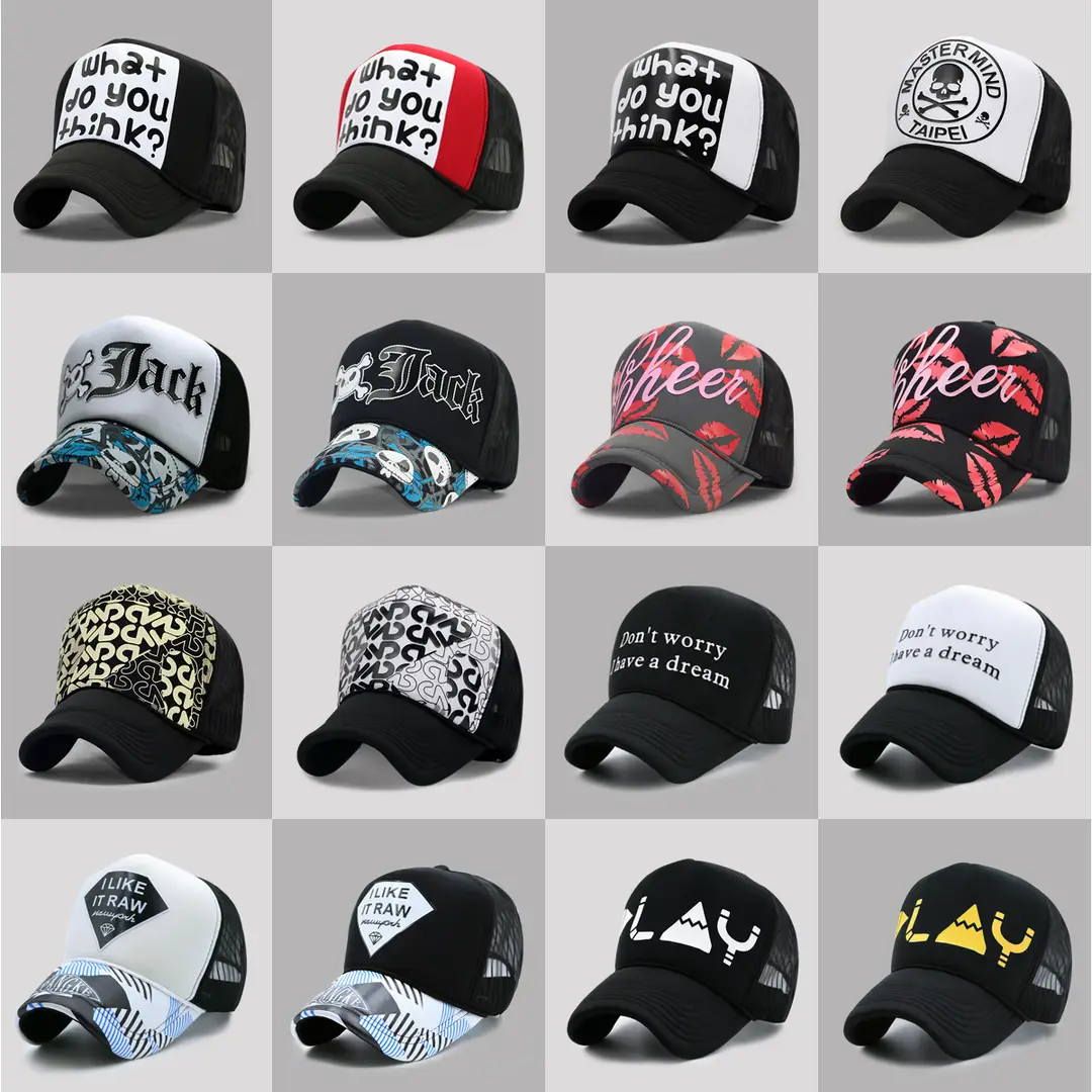 Men & Women Mesh Sun Hats with Letter Prints