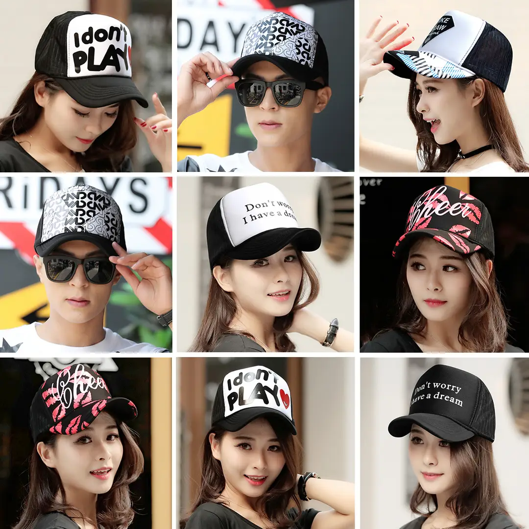Men & Women Mesh Sun Hats with Letter Prints