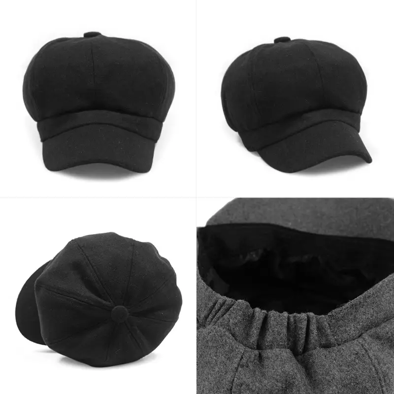 Wool Newsboy Hat Men Women Autumn Winter Retro Warm