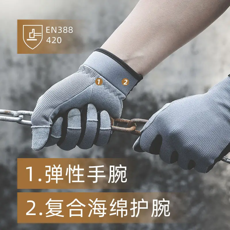 Premium Gardening Gloves Orange Gray Non-Slip Grip