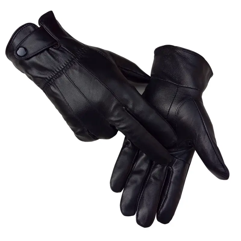 Black Leather Gloves for Men Women Winter Driving Riding Daily Use