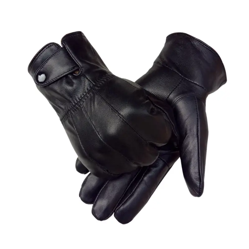 Black Leather Gloves for Men Women Winter Driving Riding Daily Use