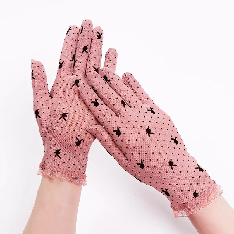 Black Stretch Lace Gloves for Women Wedding Party Wear