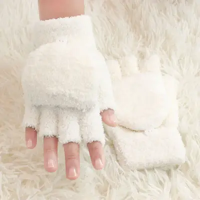 Winter Fleece Half-Finger Gloves for Men Women