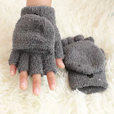 Winter Fleece Half-Finger Gloves for Men Women
