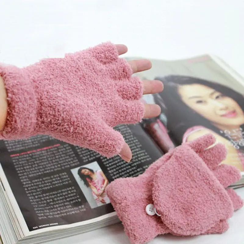 Winter Fleece Half-Finger Gloves for Men Women