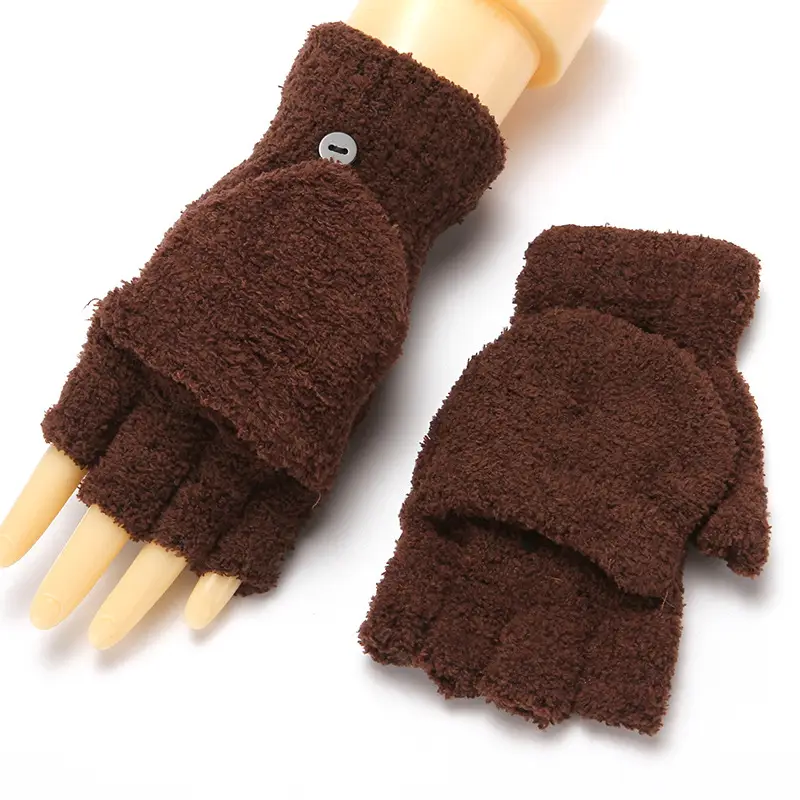 Winter Fleece Half-Finger Gloves for Men Women
