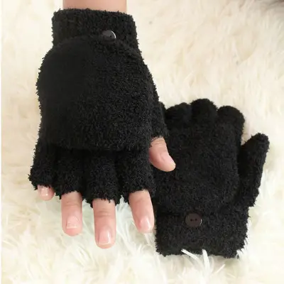 Winter Fleece Half-Finger Gloves for Men Women