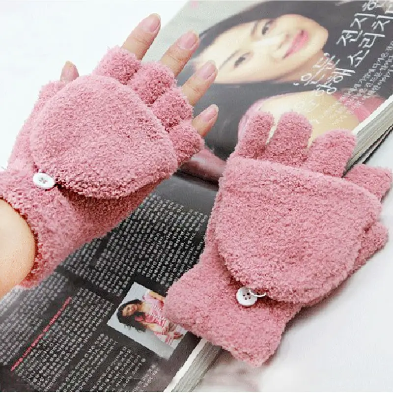 Winter Fleece Half Finger Gloves for Men Women