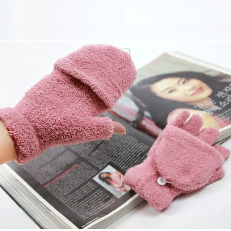 Winter Fleece Half Finger Gloves for Men Women