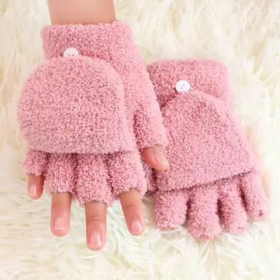 Winter Fleece Half Finger Gloves for Men Women