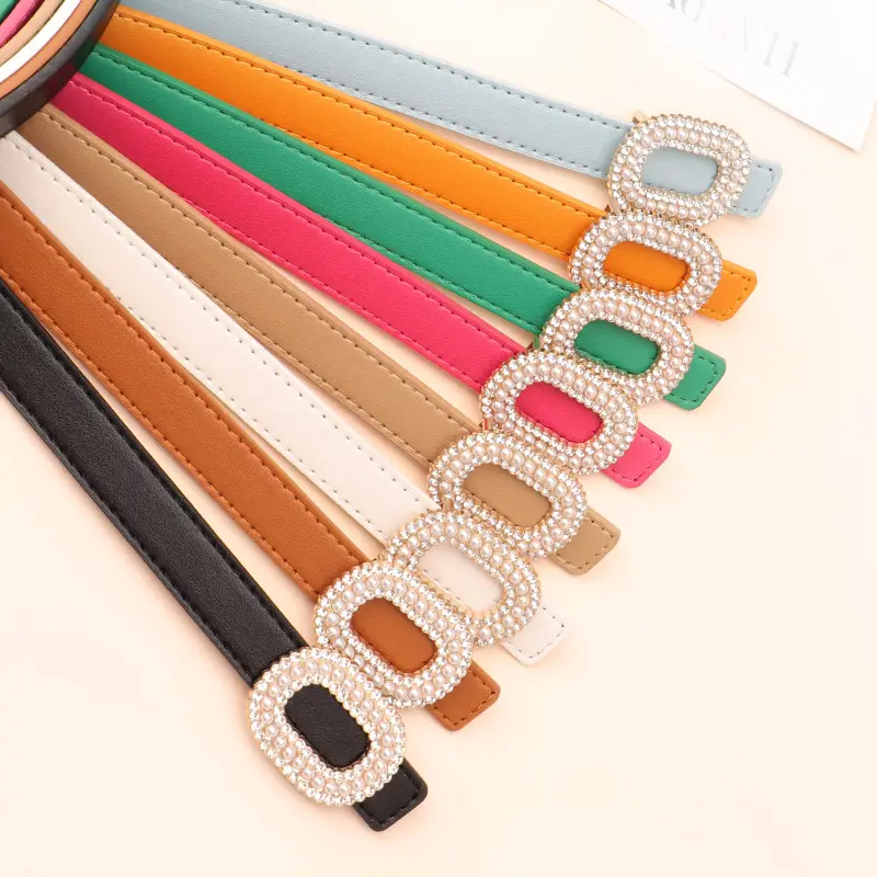 Women Pearl Buckle Fashion Belt Multi Color