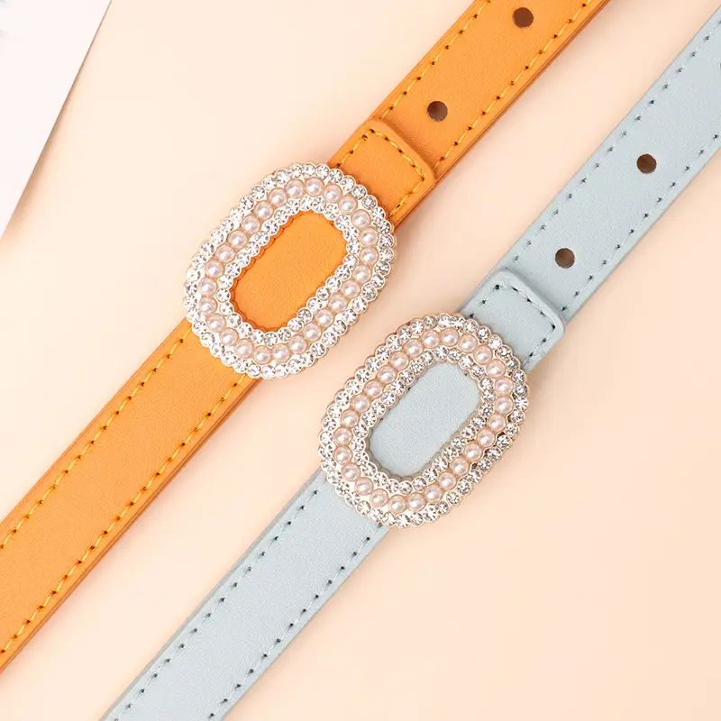 Women Pearl Buckle Fashion Belt Multi Color