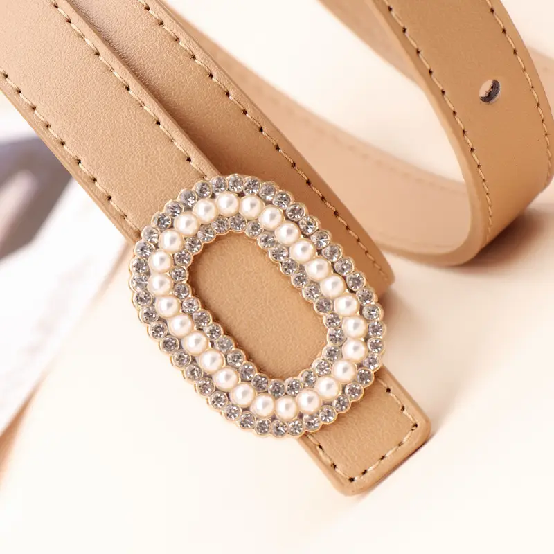 Women Pearl Buckle Fashion Belt Multi Color