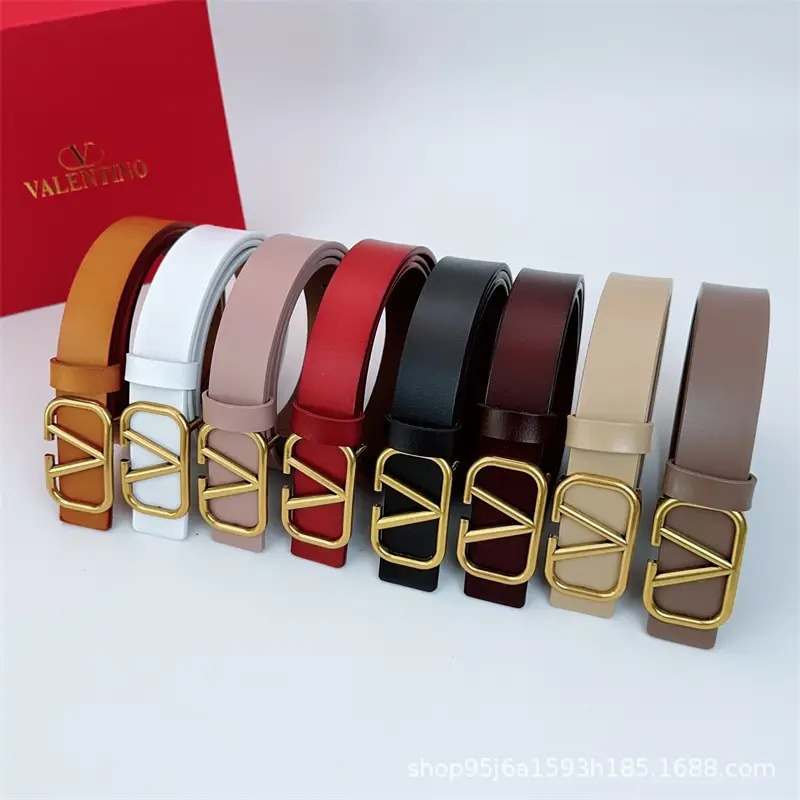 Women's V-Buckle Leather Belt 3CM Multi-Color