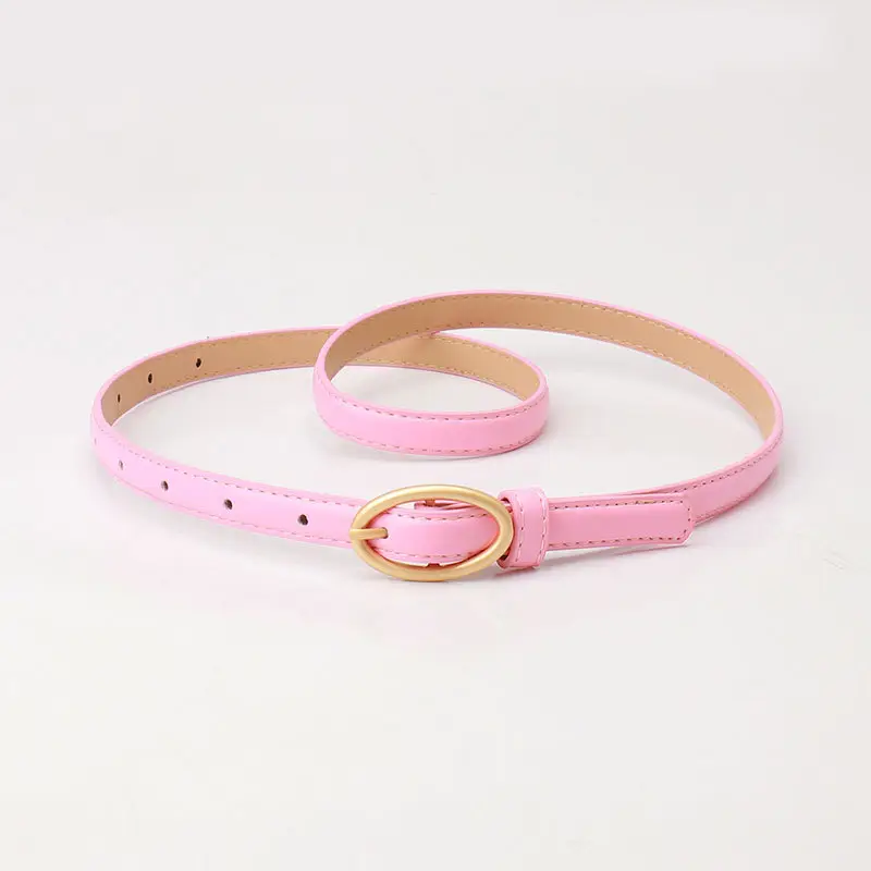 Women Thin Belt with Oval Buckle Black & Brown