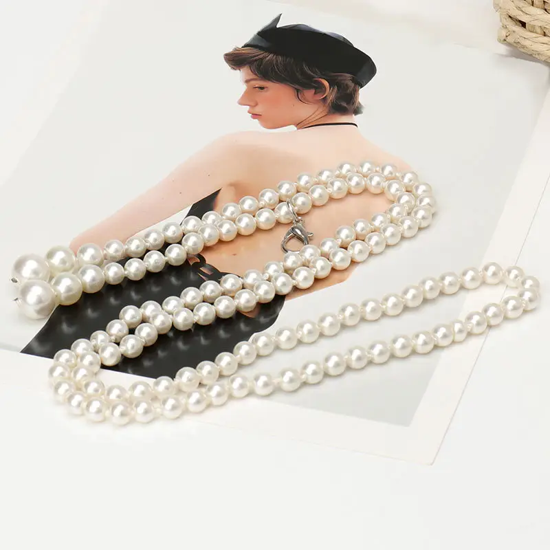 Women Pearl Waist Chain Luxury French Style Dress Belt