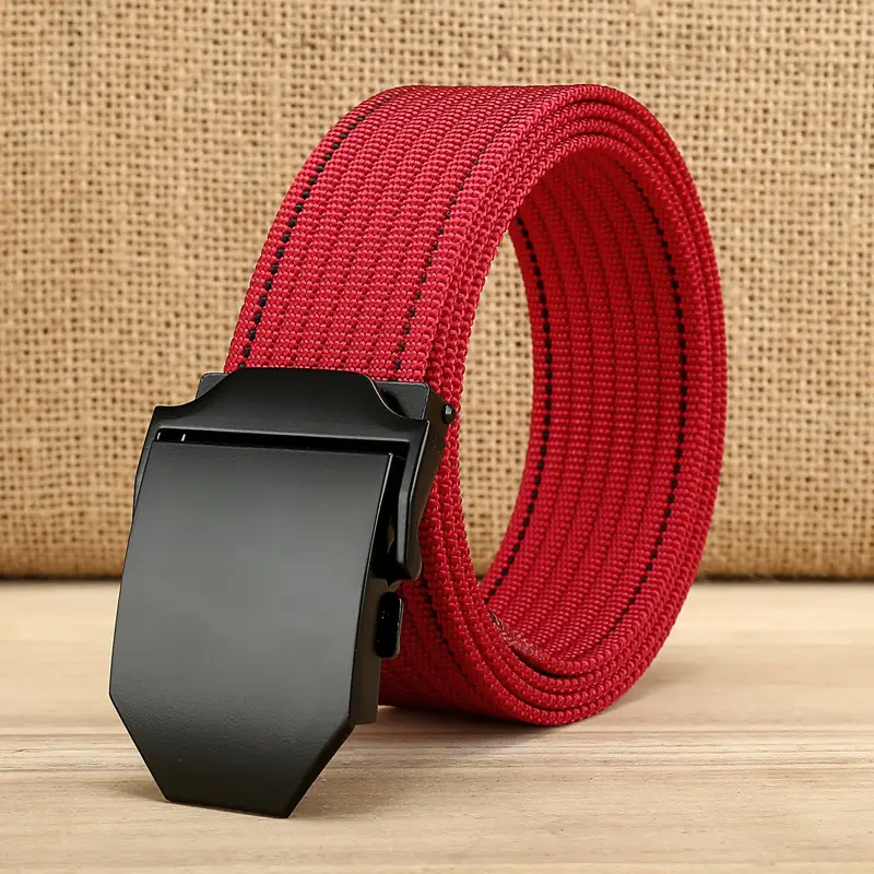Men Canvas Belt Black Buckle Casual Breathable