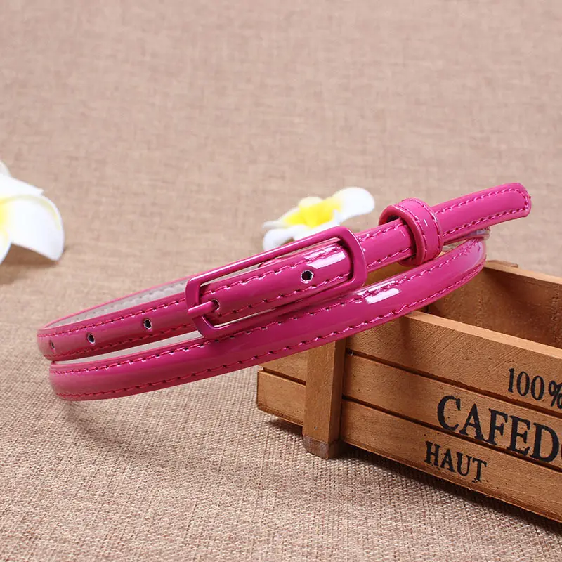 Women Multi-Color Patent Leather Belt Casual