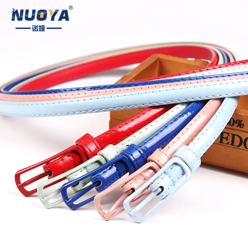 Women Multi-Color Patent Leather Belt Casual